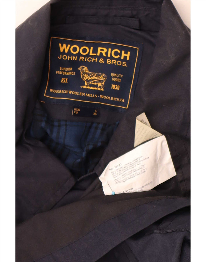 Woolrich Womens Trench Coat UK 18 XL Navy Blue Cotton