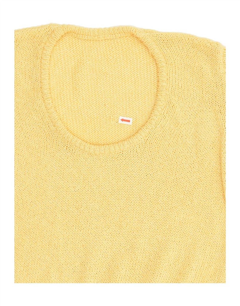 VINTAGE Womens 3/4 Sleeve Boat Neck Jumper Sweater UK 12 Medium Yellow | Vintage Vintage | Thrift | Second-Hand Vintage | Used Clothing | Messina Hembry 