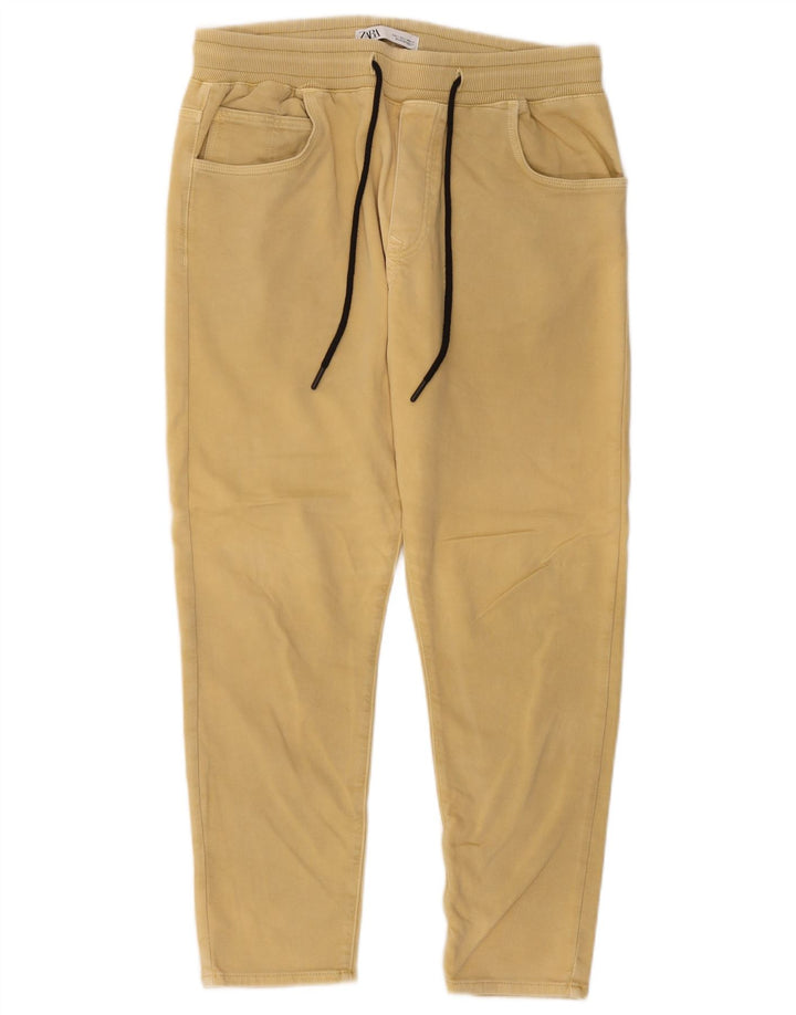 Zara Mens Slim Cropped Trousers Large W32 L25 Yellow