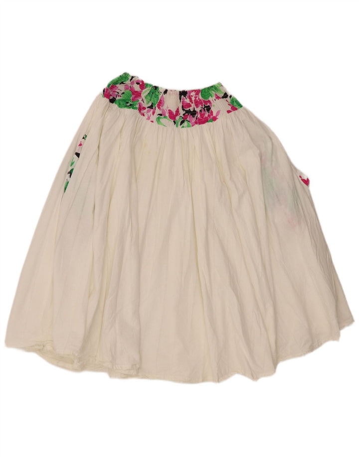 Vintage Womens Pleated Flared Skirt W34 Large White Floral