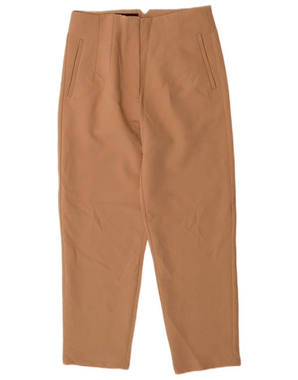 Zara Womens High Waist Tapered Suit Trousers Large W30 L27 Beige Polyester
