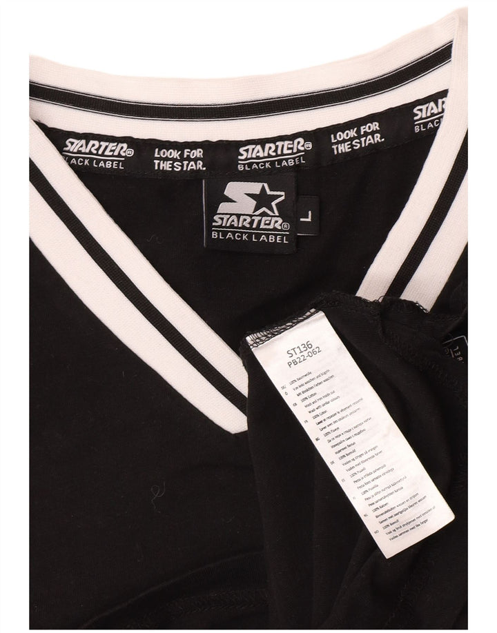 Starter Mens BLACK LABEL T-Shirt Top Large Black Cotton
