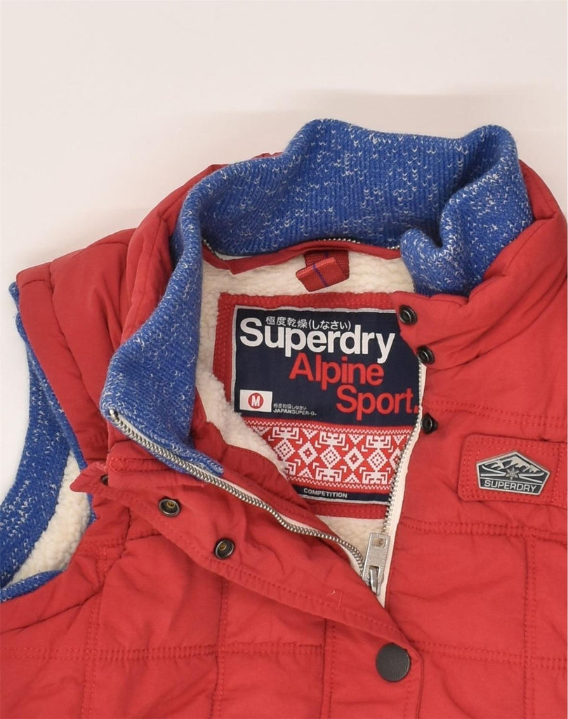 SUPERDRY Womens Sherpa Padded Gilet UK 14 Medium Red Cotton | Vintage Superdry | Thrift | Second-Hand Superdry | Used Clothing | Messina Hembry 