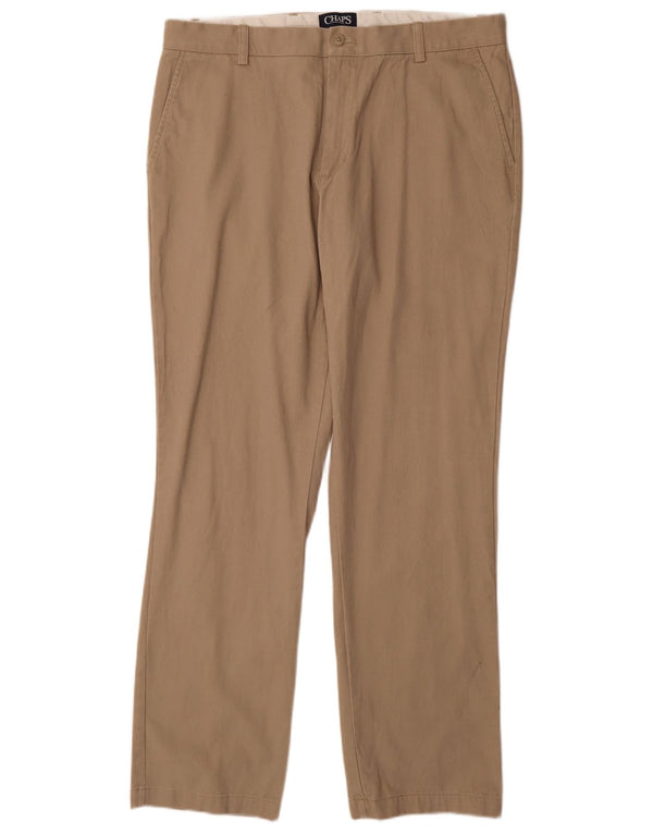 CHAPS Mens Straight Chino Trousers W36 L34 Beige Cotton