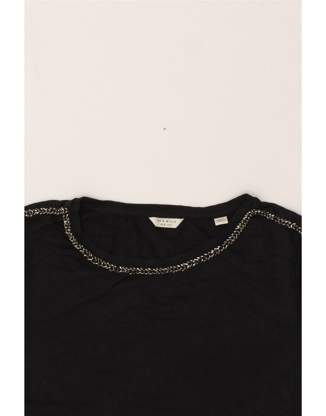 JACK WILLS Womens T-Shirt Top UK 8 Small Black Modal Vintage Jack Wills and Second-Hand Jack Wills from Messina Hembry 