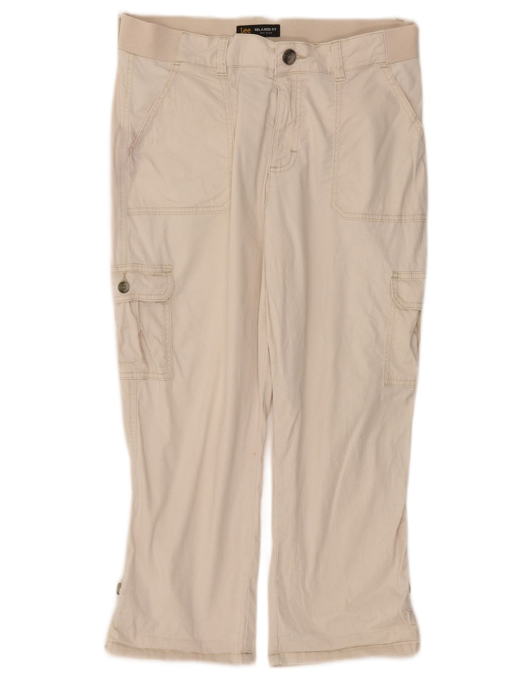 Lee Womens Relaxed Fit Capri Trousers US 10 Medium W32 L22 Off White