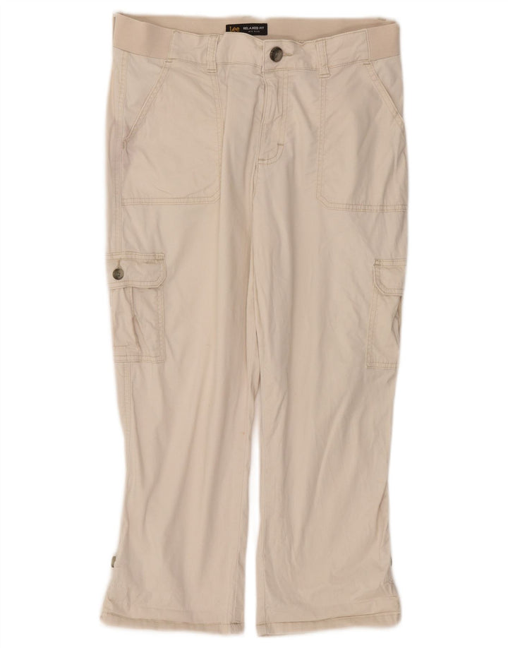 Lee Womens Relaxed Fit Capri Trousers US 10 Medium W32 L22 Off White