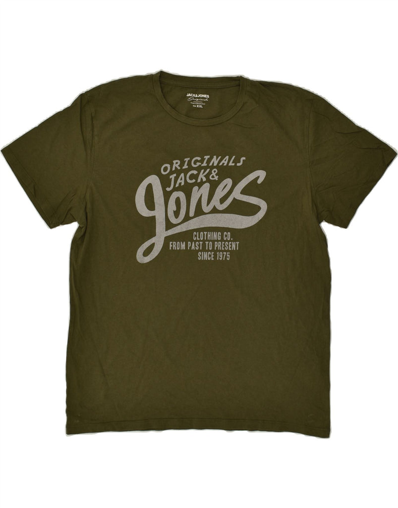 JACK & JONES Mens Graphic T-Shirt Top 2XL Green Cotton | Vintage Jack & Jones | Thrift | Second-Hand Jack & Jones | Used Clothing | Messina Hembry 