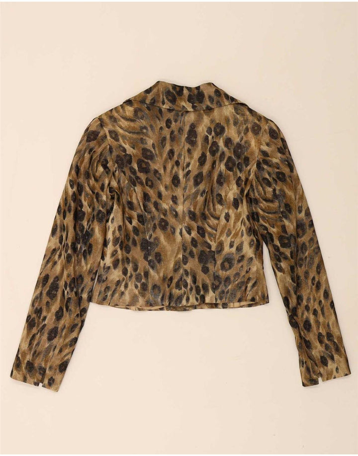 Vanity Womens 3 Button 2 Piece Set IT 42 Medium Black Animal Print Wool