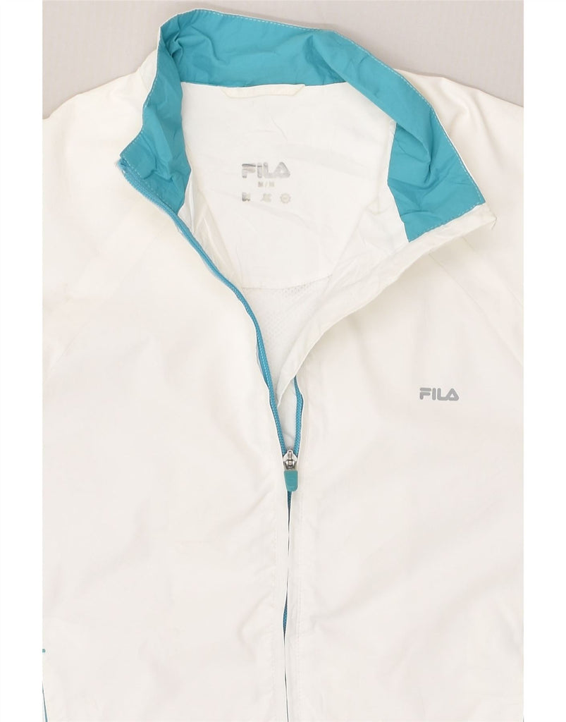 FILA Womens Tracksuit Top Jacket UK 14 Medium White Polyester | Vintage Fila | Thrift | Second-Hand Fila | Used Clothing | Messina Hembry 