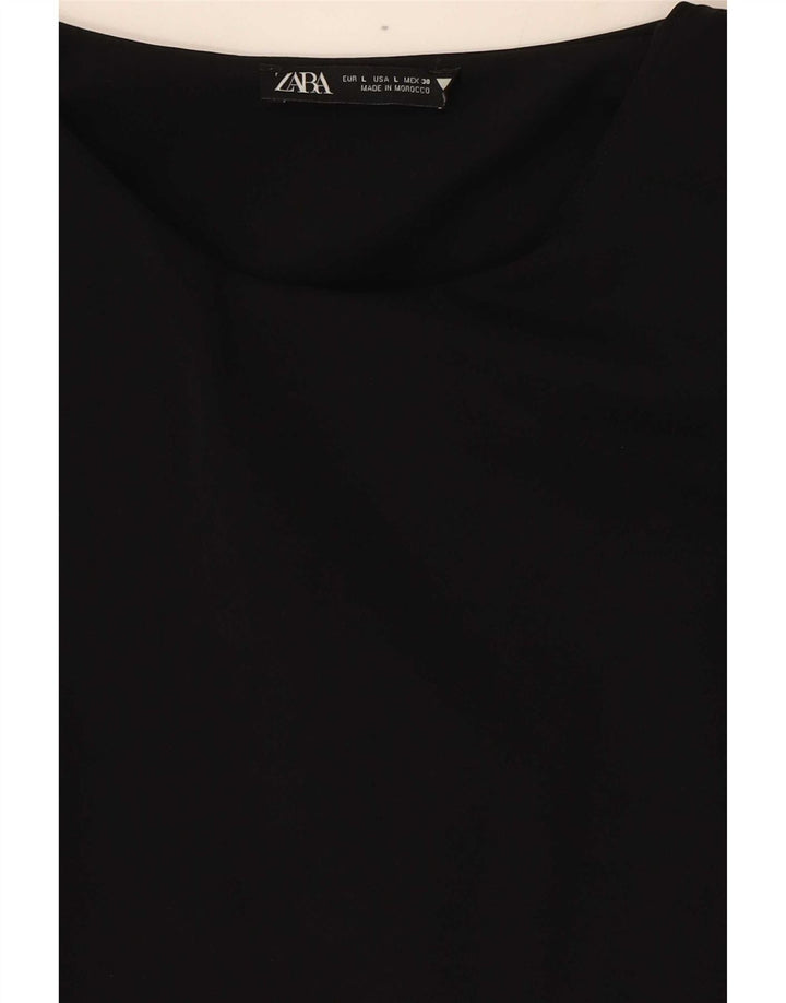 Zara Womens Sleeveless Bodysuit UK 14 Large Black Polyamide