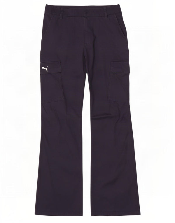 Puma Womens Flare Cargo Trousers UK 12 Medium W28 L32 Navy Blue Cotton