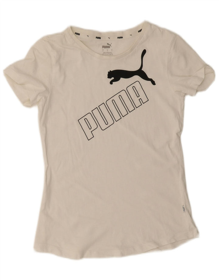 Puma Womens Graphic T-Shirt Top UK 10 Small White