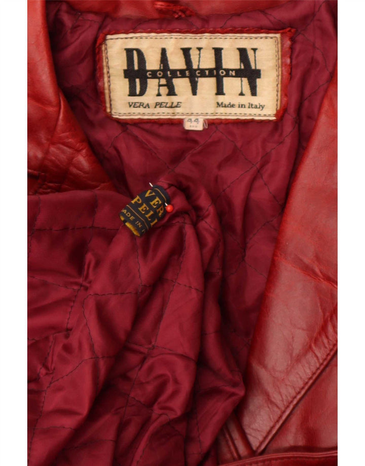 Davin Womens Leather Coat IT 44 Medium Red