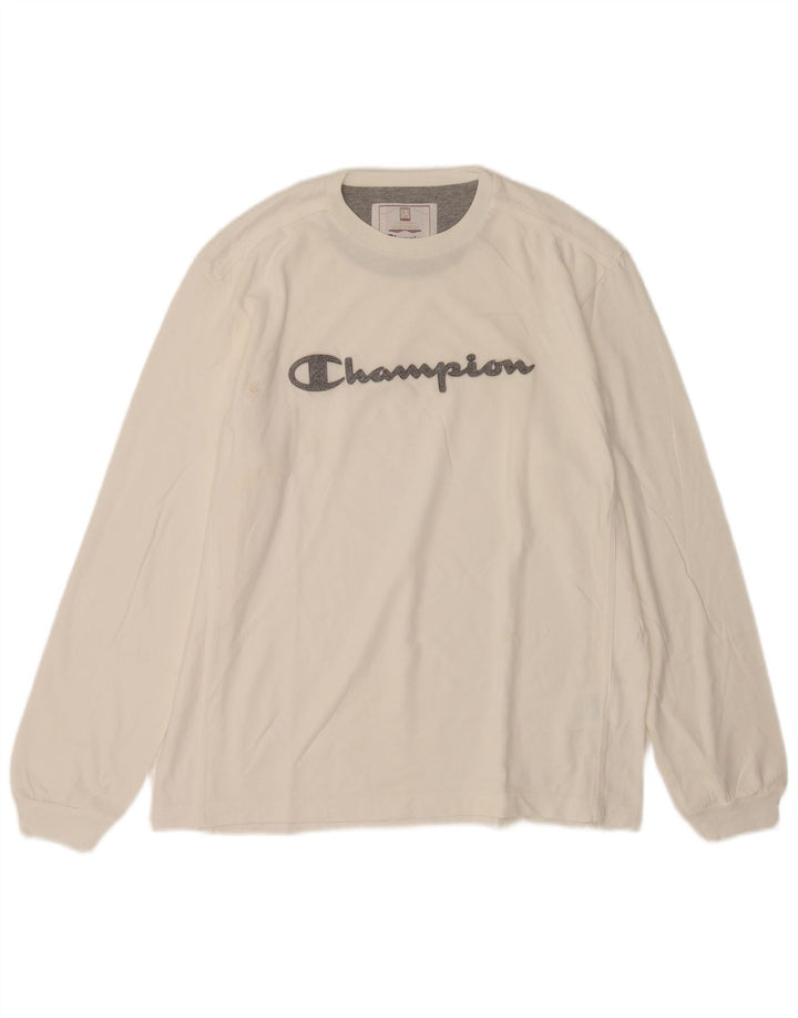 Champion Mens Graphic Top Long Sleeve XL White Cotton