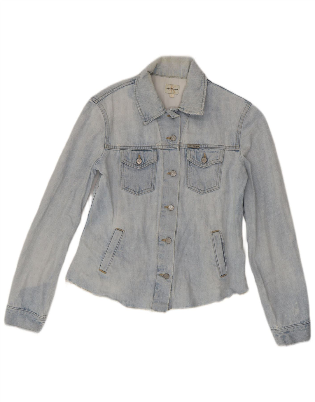 Calvin Klein Jeans Womens Denim Jacket UK 10 Small Blue Cotton