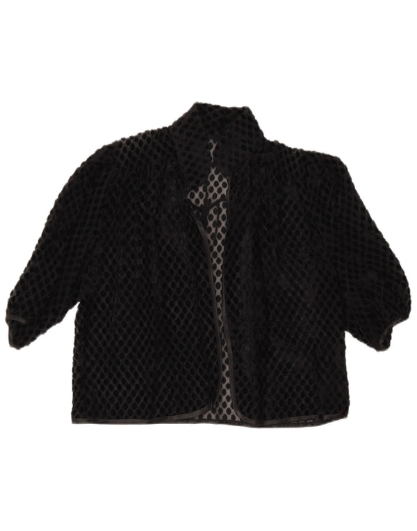 Vintage Womens See Through Bolero Top UK 14 Large Black Polka Dot