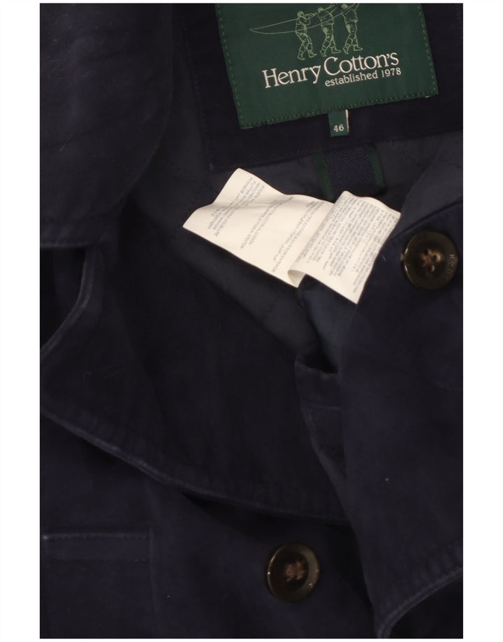 Henry Cottons Mens Pea Coat IT 46 Small Navy Blue Cotton