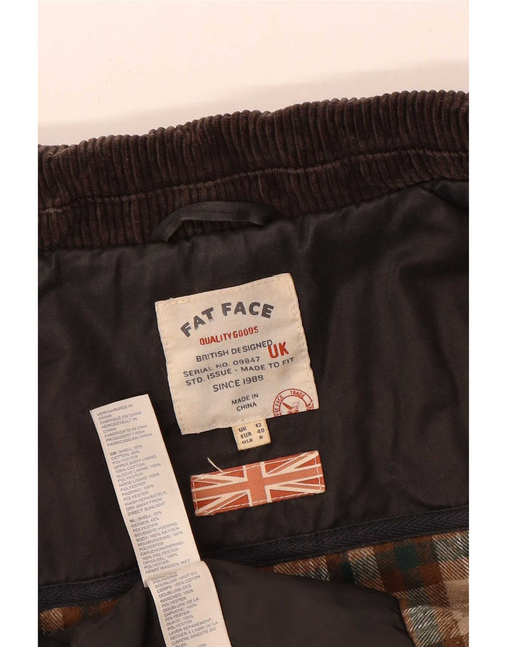 Fat Face Womens Waxed Cotton Overcoat UK 12 Medium Black