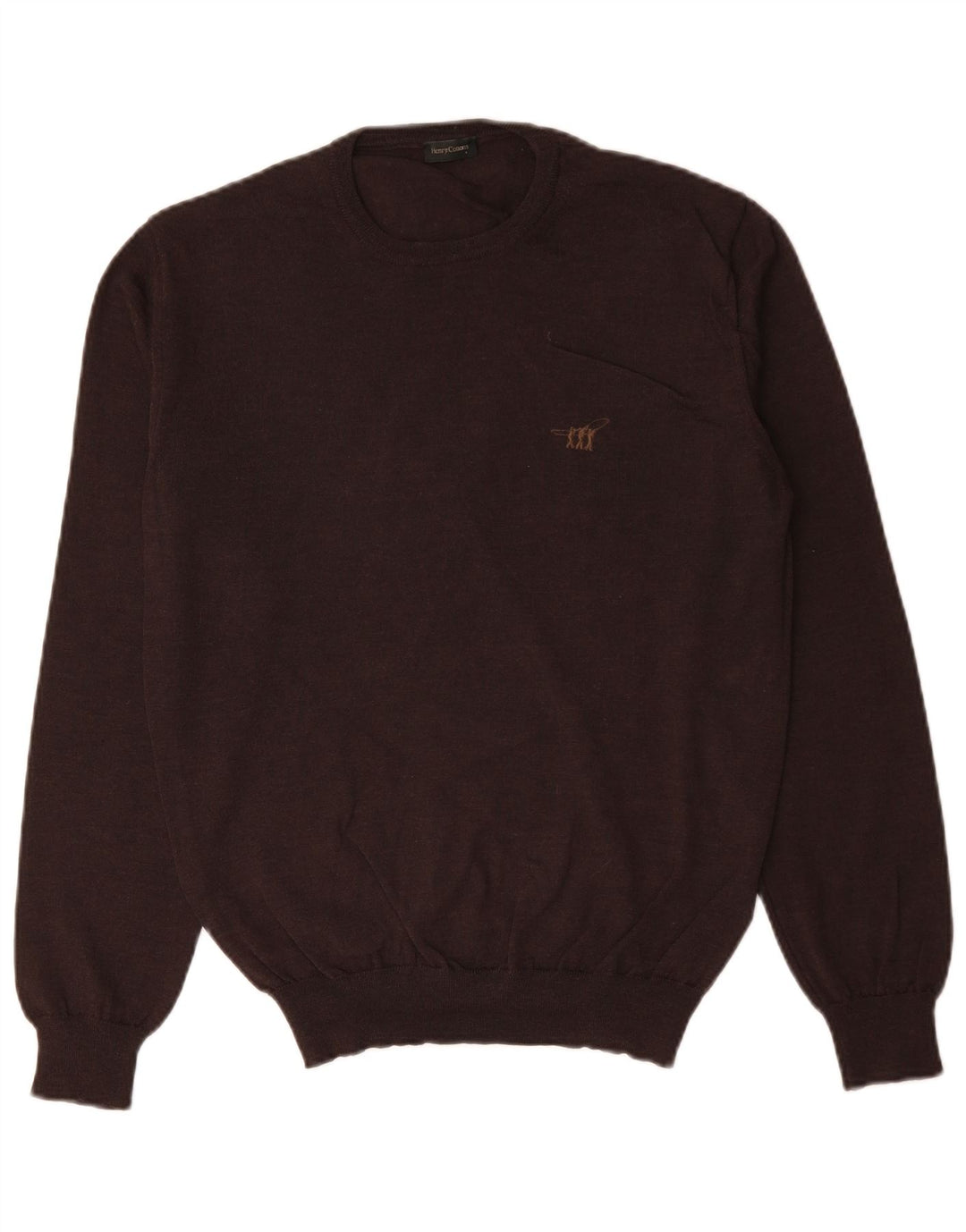 HENRY COTTONS Mens Crew Neck Jumper Sweater Medium Brown