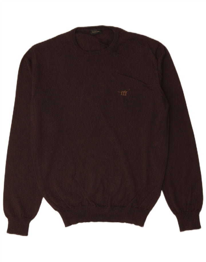 HENRY COTTONS Mens Crew Neck Jumper Sweater Medium Brown