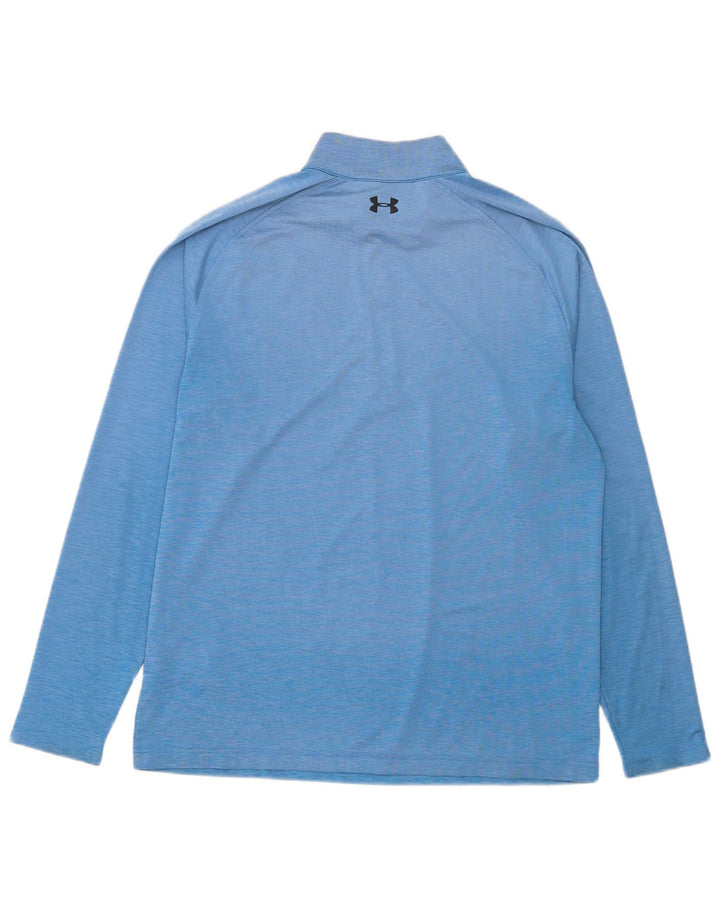 Under Armour Mens Zip Neck Pullover Tracksuit Top Large Blue Polyester