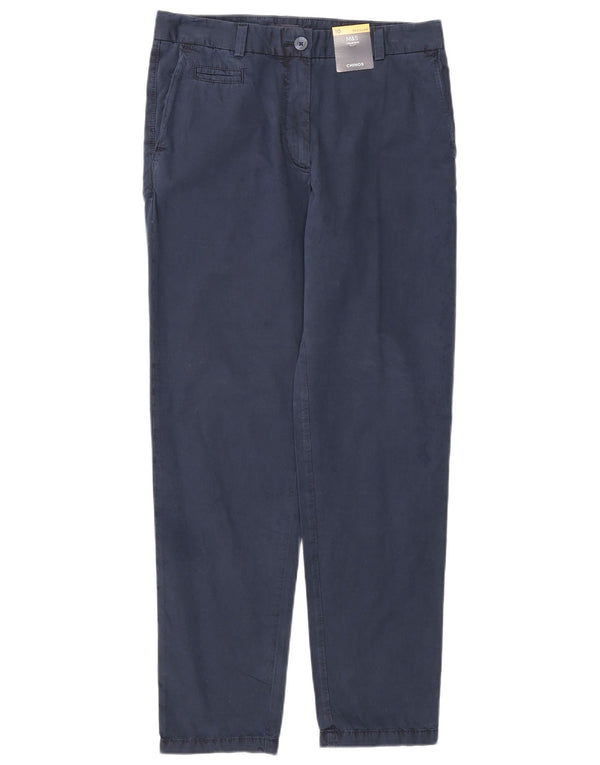 Marks & Spencer Womens Chino Trousers UK 10 Small W32 L29 Navy Blue