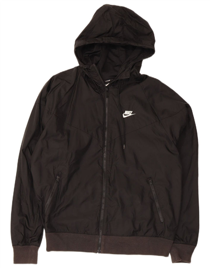 Nike Mens Hooded Rain Jacket UK 36 Small Black Nylon
