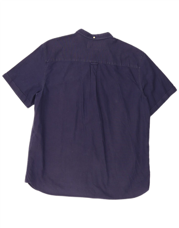 Lyle & Scott Mens Short Sleeve Shirt 2XL Navy Blue Cotton