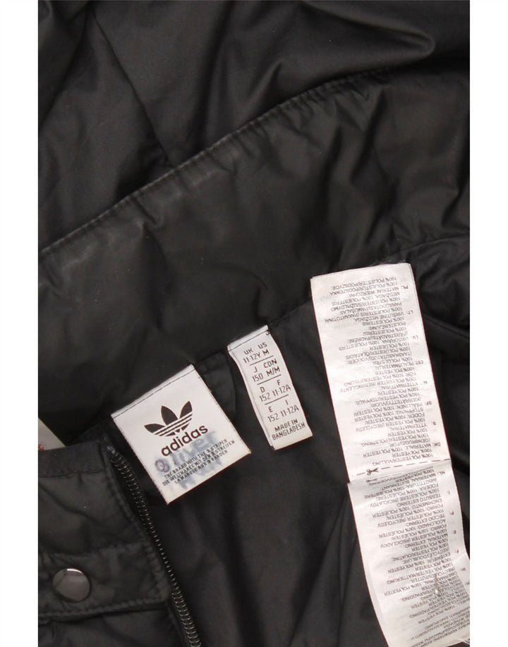 Adidas Boys Hooded Padded Jacket 11-12 Years Black Polyester