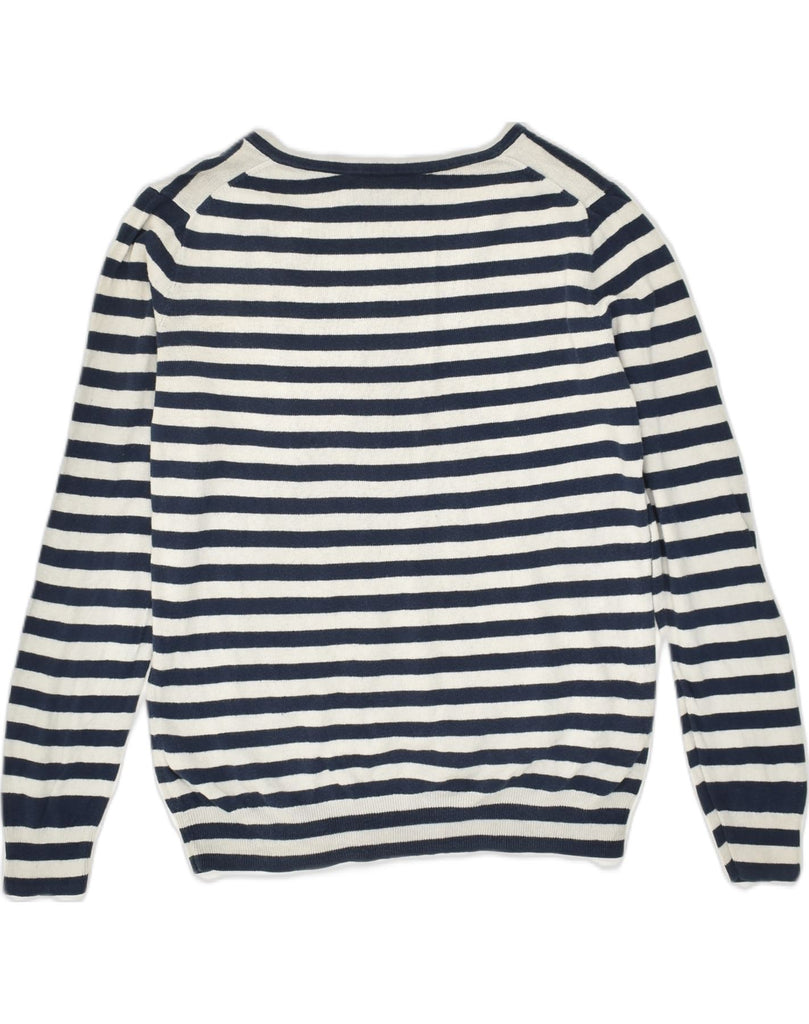 CREW CLOTHING Girls V-Neck Jumper Sweater 11-12 Years Navy Blue Striped | Vintage Crew Clothing | Thrift | Second-Hand Crew Clothing | Used Clothing | Messina Hembry 