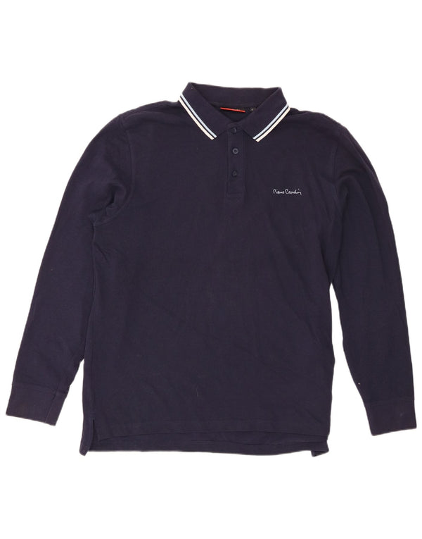 Pierre Cardin Mens Long Sleeve Regular Fit Polo Shirt Large Navy Blue
