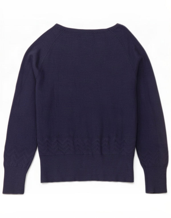 Weird Fish Womens Cardigan Sweater UK 10 Small Navy Blue Cotton