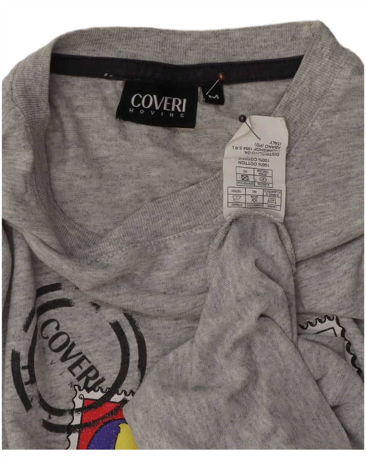 Coveri Mens Graphic T-Shirt Top Medium Grey Flecked Cotton