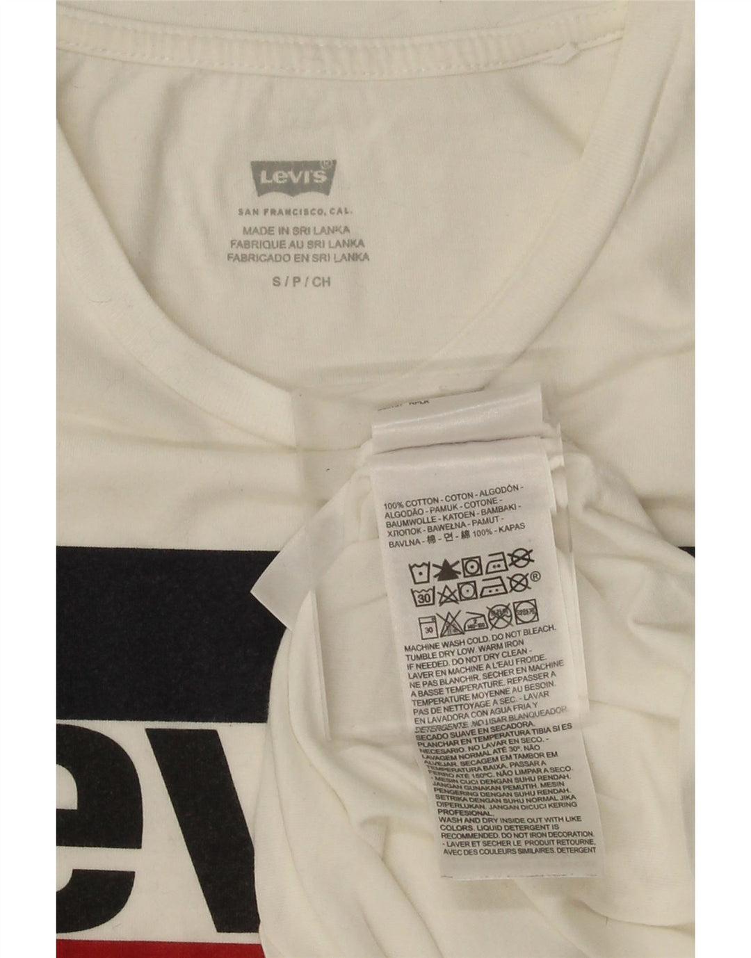 LEVI'S Womens Graphic T-Shirt Top UK 10 Small White Cotton Vintage Levi's and Second-Hand Levi's from Messina Hembry 