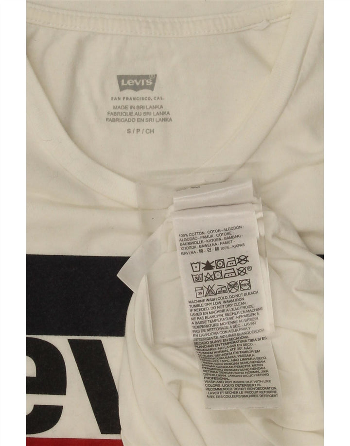 LEVI'S Womens Graphic T-Shirt Top UK 10 Small White Cotton Vintage Levi's and Second-Hand Levi's from Messina Hembry 