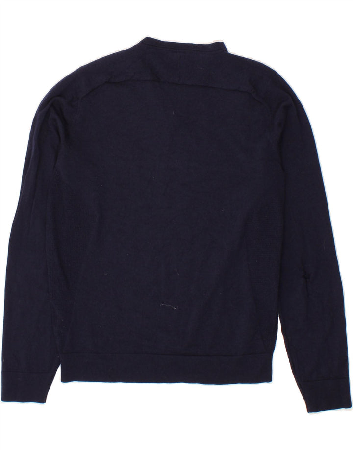 HUGO BOSS Mens V-Neck Jumper Sweater Small Navy Blue Virgin Wool Vintage Hugo Boss and Second-Hand Hugo Boss from Messina Hembry 