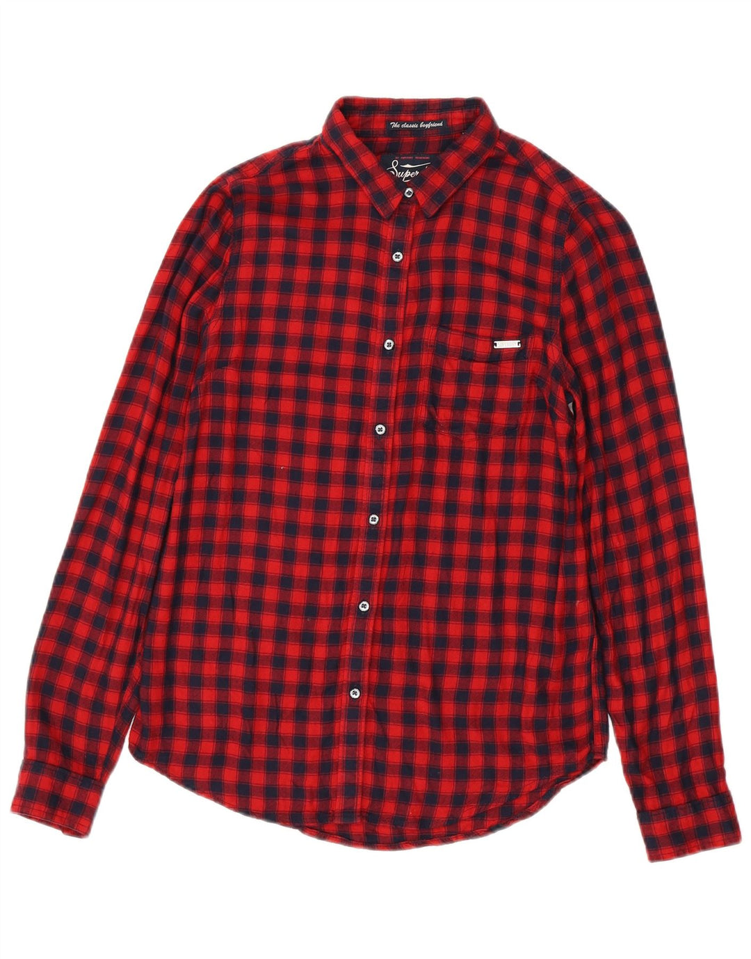 SUPERDRY Womens Flannel Shirt UK 6 XS Red Check Viscose