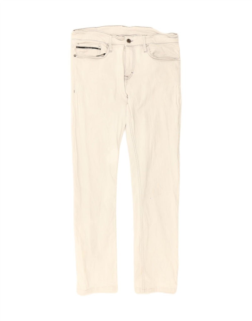 CALVIN KLEIN Mens Slim Jeans W32 L30 Off White Vintage Calvin Klein and Second-Hand Calvin Klein from Messina Hembry 