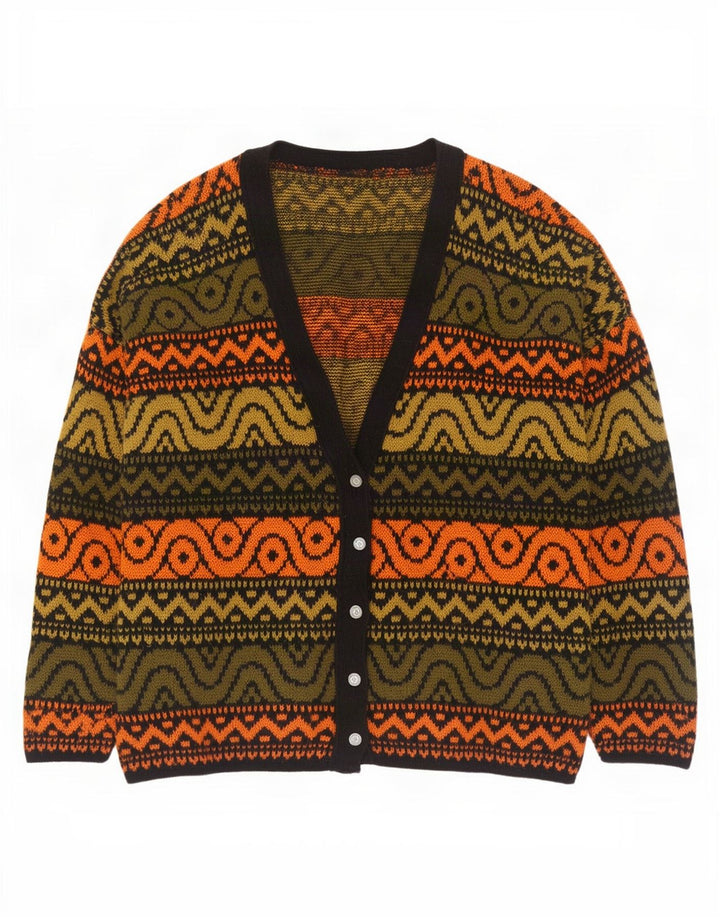 Vintage Womens Oversized Cardigan Sweater UK 18 XL Multicoloured Geometric
