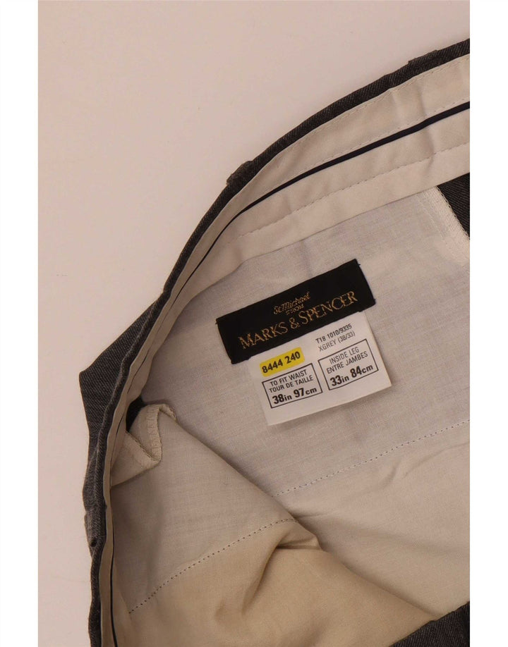 Marks & Spencer Mens St. Michael Straight Suit Trousers W38 L33 Grey