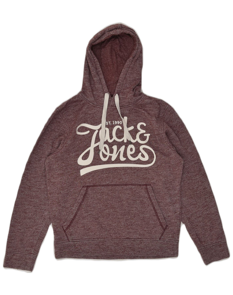 JACK & JONES Mens Graphic Hoodie Jumper Small Maroon Cotton | Vintage Jack & Jones | Thrift | Second-Hand Jack & Jones | Used Clothing | Messina Hembry 