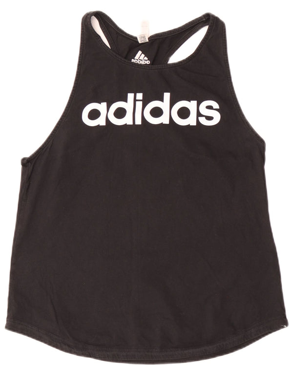 Adidas Womens Graphic Vest Top UK 16/18 Large Black Cotton