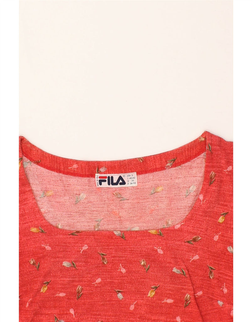 FILA Womens T-Shirt Top IT 40/42 Small Red Floral | Vintage Fila | Thrift | Second-Hand Fila | Used Clothing | Messina Hembry 