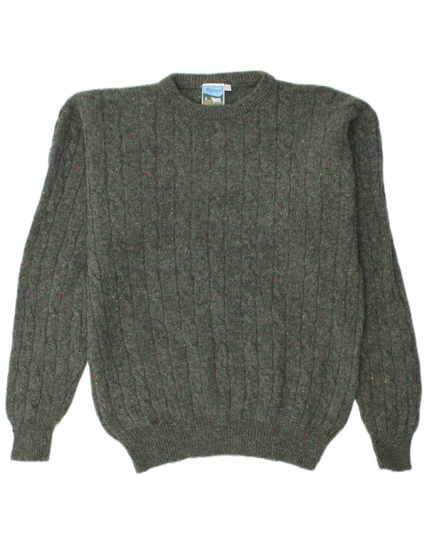 Highmoor Mens Boat Neck Jumper Sweater Large Green Flecked Wool