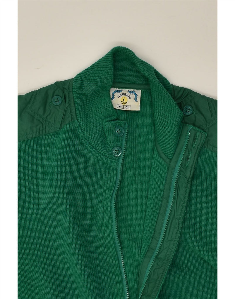 NAVIGARE Mens Knit Bomber Jacket UK 38 Medium Green | Vintage Navigare | Thrift | Second-Hand Navigare | Used Clothing | Messina Hembry 