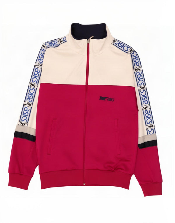Asics Womens Graphic Tracksuit Top Jacket IT 48 XL Pink Colourblock