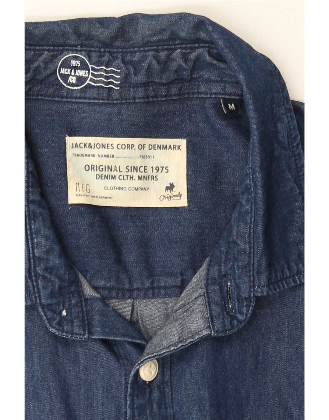 JACK & JONES Mens Short Sleeve Denim Shirt Medium Blue Cotton Vintage Jack & Jones and Second-Hand Jack & Jones from Messina Hembry 