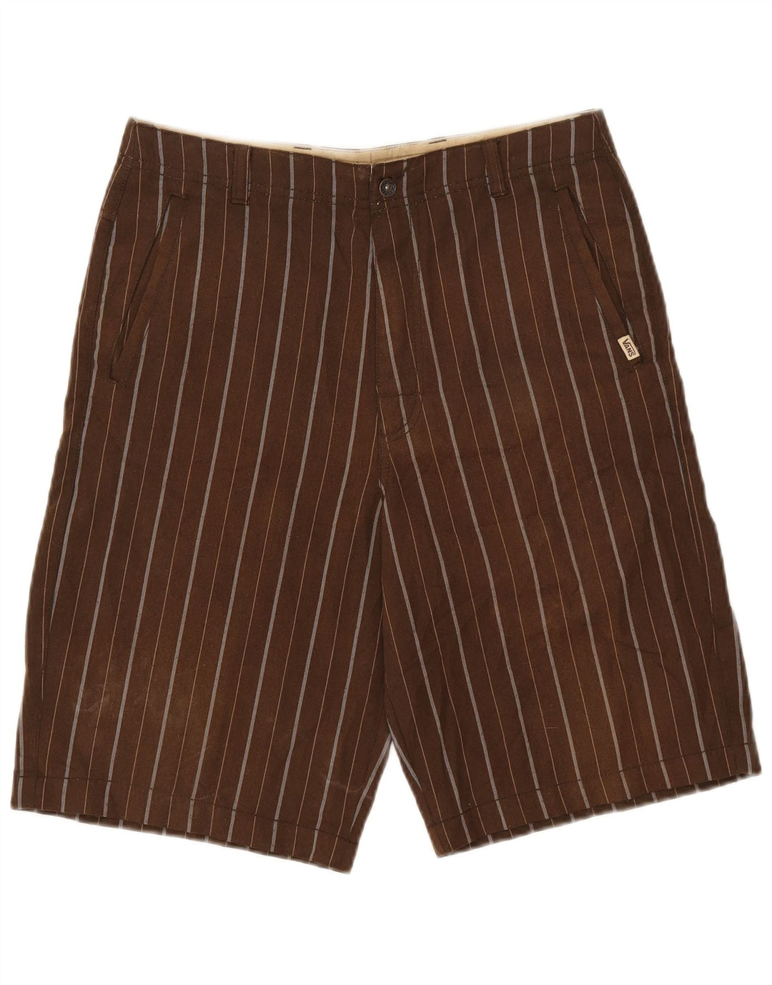 Vans Mens Chino Shorts W28 Small  Brown Striped Polyester