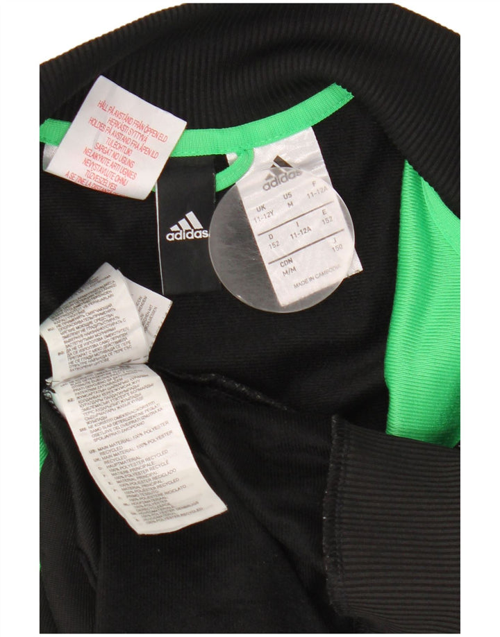 Adidas Boys Tracksuit Top Jacket 11-12 Years Black Colourblock Polyester